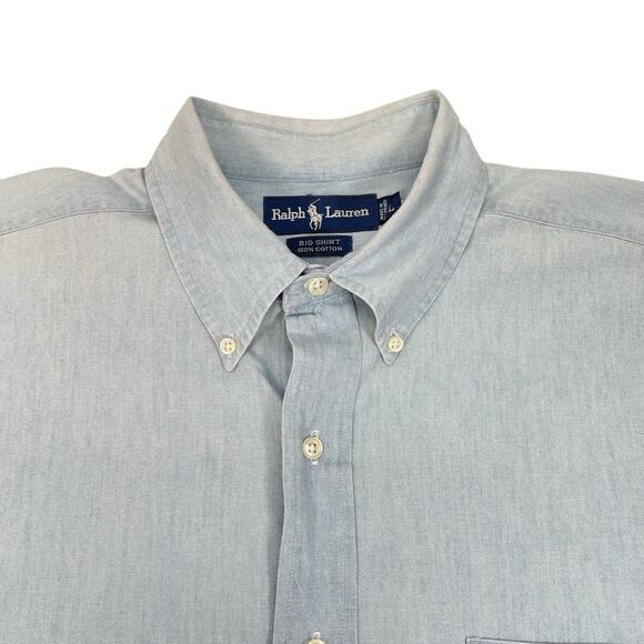 Ralph Lauren Mens Large Cotton Button Up Long Sleeve Big Shirt - Picture 7 of 8